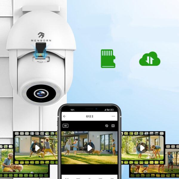 Zewnętrzna smart kamera Menborn G12, 2.5K/4MP, 360°, nocne LED, 2 szt - obrazek 2