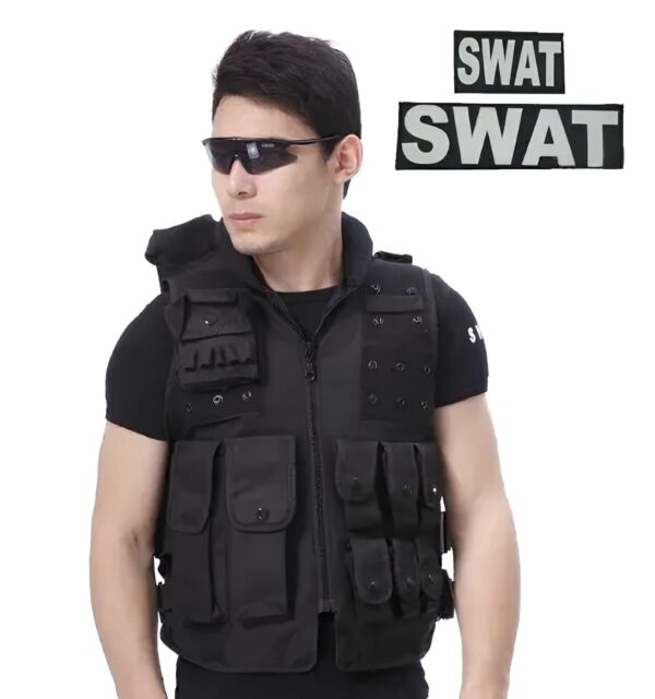 Kamizelka taktyczna, wojskowa czarna policja SWAT kamizelka ochronna militarna - obrazek 5