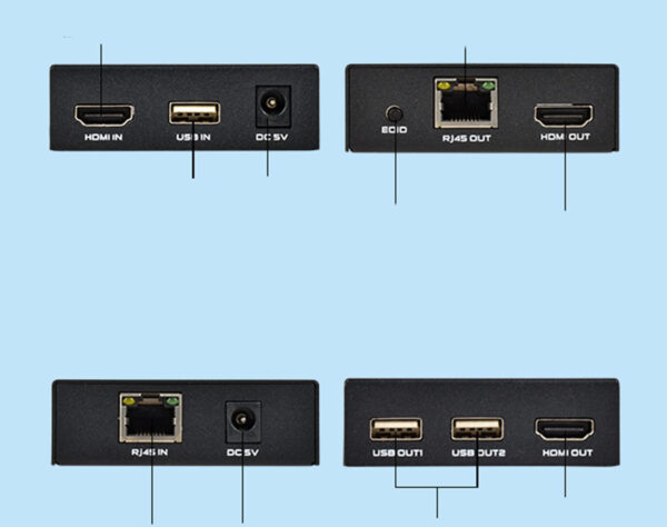 Przedłużacz HDMI USB KVM 1080P@60Hz do 50 m Cat5e/6 z Loop Out UK kabel zasilający - obrazek 2