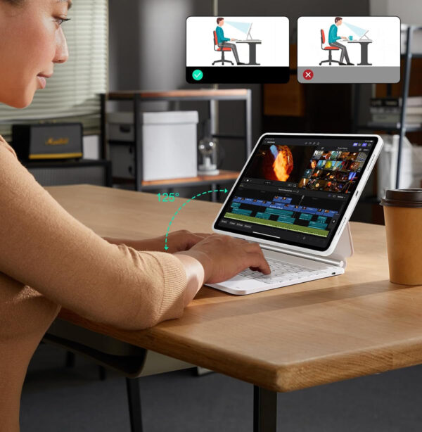 Etui z klawiaturą do iPad Pro 13 (2024) ESR 6В023 360 biały QWERTZ - obrazek 4