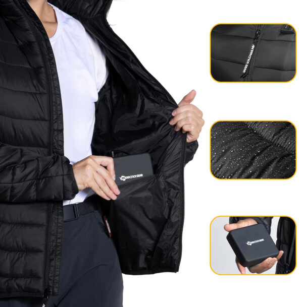 Męska kurtka ocieplana ANTARCTICA GEAR 16000 mAh, rozmiar 2XL, czarna - obrazek 5