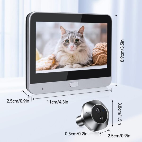 Dzwonek WiFi z kamerą i ekranem 4,3" kolorowym, szeroki kąt 120°, sensor PIR - obrazek 8
