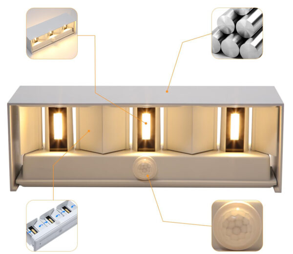 Kingwen Lampa ścienna z czujnikiem ruchu 30W, 3000K, IP65, biała - obrazek 6