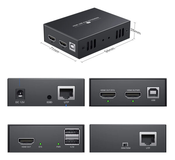 Przedłużacz PWAYTEK HDMI KVM USB zaawansowany extender sygnału do sterowania komputerem na odległość - obrazek 3