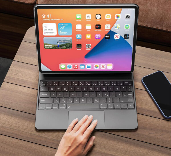 Etui z klawiaturą Earto iPad Air 2024, 12.9 cali, układ QWERTZ, czarne - obrazek 4
