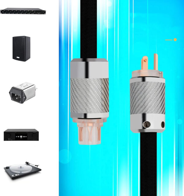 Kabel zasilający Preffair HiFi 10AWG, 1m, dla wzmacniacza, D503CF2R, 3.2MM2 - obrazek 5
