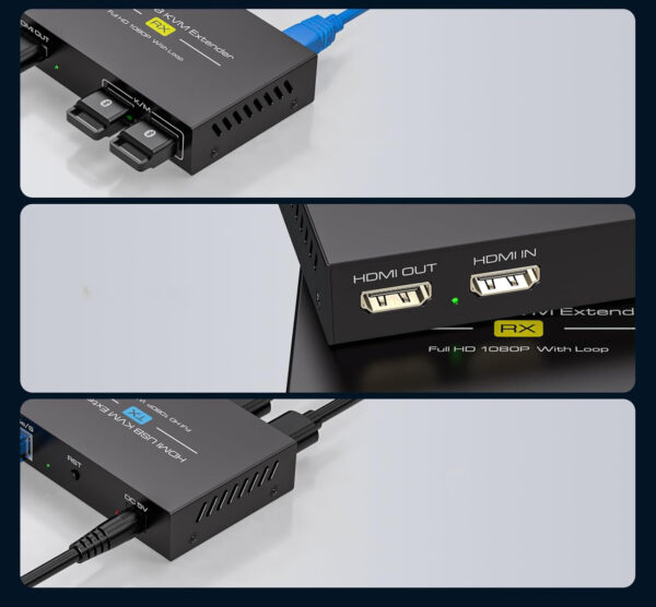 Przedłużacz KVM VEDINDUST, HDMI, USB 120M, RJ45, Cat5e/6/7 Full HD - obrazek 4