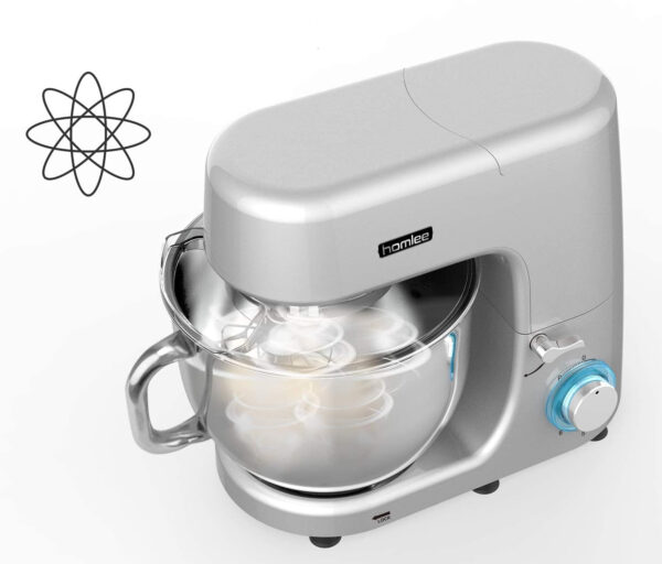 Robot kuchenny Homlee 70 dB 1800 W 7,2 litra mikser planetarny do ciasta i kremów z dużą stalową misą i końcówkami - obrazek 2