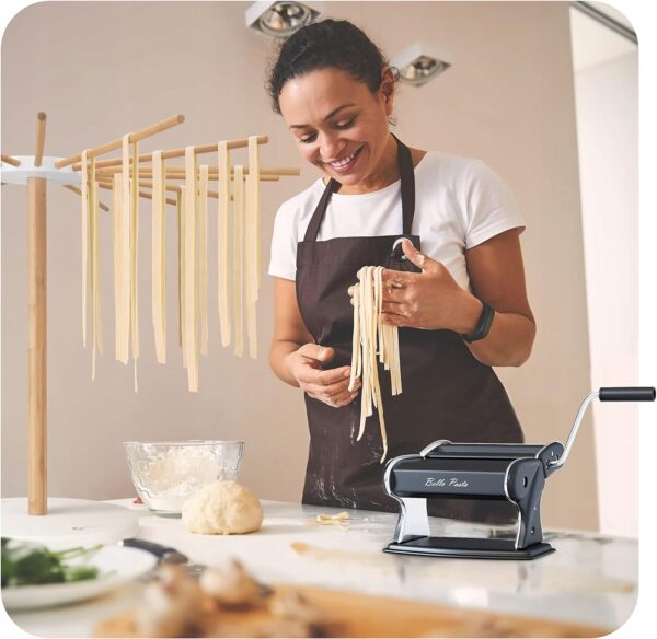 Ręczna maszyna do ciasta TRUE KITCHEN Stal do 4 mm czarny wałkownica makaronu z regulacją grubości - obrazek 3