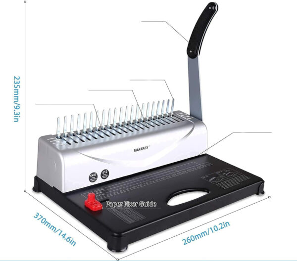 Bindownica Makeasy A4 21 dziur 450 kartek bez zestawu startowego - obrazek 5