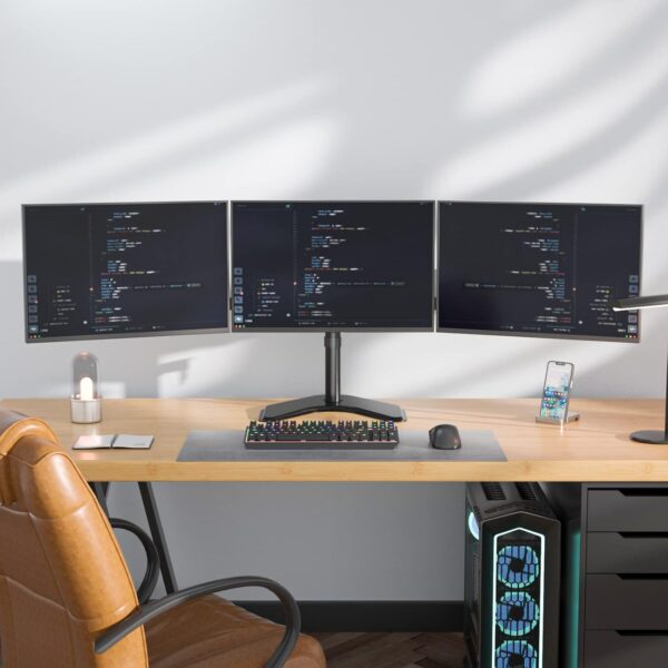UŻYWANE Stojak na 3 monitory do 27" WALI MF003 regulowany wolnostojący udźwig 22 lbs, czarny - obrazek 5