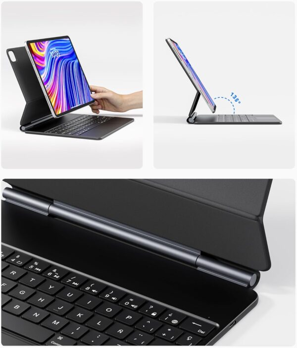 Etui z klawiaturą Earto do iPad Pro 12.9 (M2, 2024), 7 RGB, magnetyczne, QWERTY - obrazek 4
