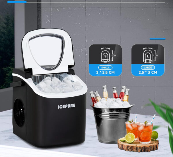 ICEPURE Mała maszyna do lodu, 9 kostek w 8 minut 20 kg dziennie, Uszkodzona - obrazek 3