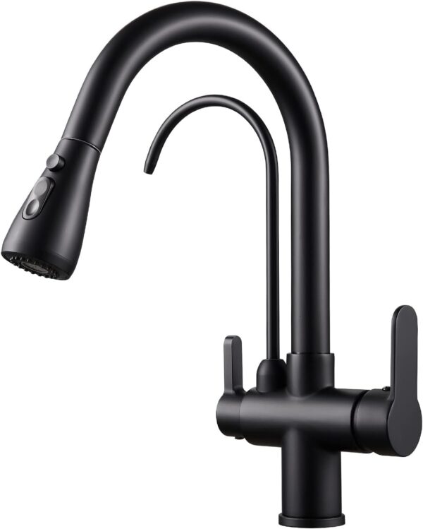 Zlew KEOKBON DE-KOB8039B 3-wieżowy kran do wody z funkcją pull-down czarny