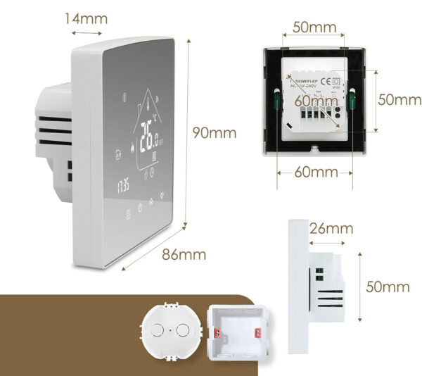 Termostat Beok Mirror TGR85WIFI-WPB, Wi-Fi, z Alexą, Google Assistant, 3A - obrazek 3
