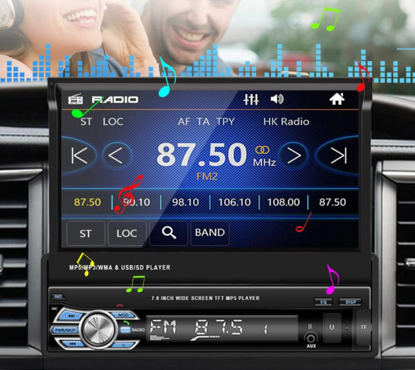 UŻYWANY Radio samochodowe Hikity 1DIN 7", BT, USB, FM, AUX, Mirror Link - obrazek 8