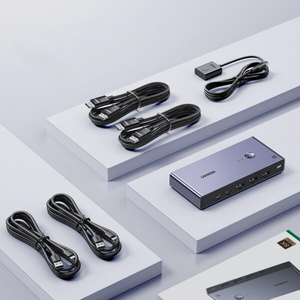 Przełącznik KVM UGREEN CM695 DisplayPort 8K z 4 Portami USB i Kablowymi - obrazek 7
