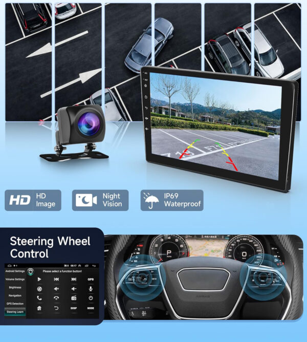 Radio samochodowe podofo 10'' Carplay Android dla Toyoty/Peugeota/Citroena Powystawowe - obrazek 6