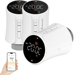 Zestaw 3 termostatów SALCAR WiFi Alexa Google Tuya z bateriami