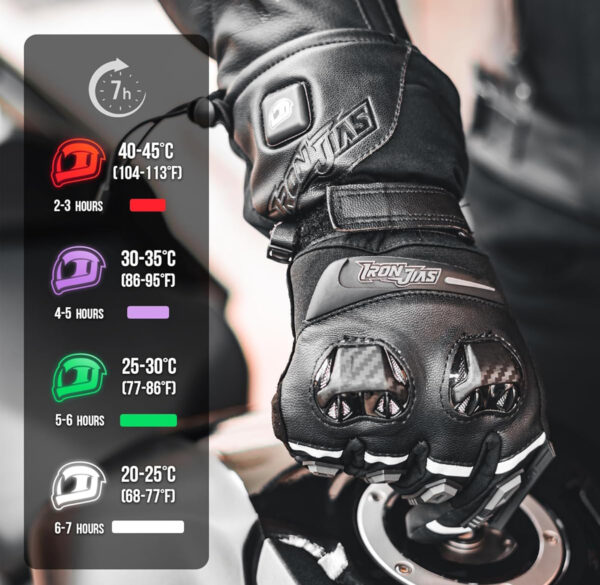 Rękawice grzewcze IRON JIA'S, zimowe motocyklowe, wodoodporne, rozmiar XL Używane - obrazek 3
