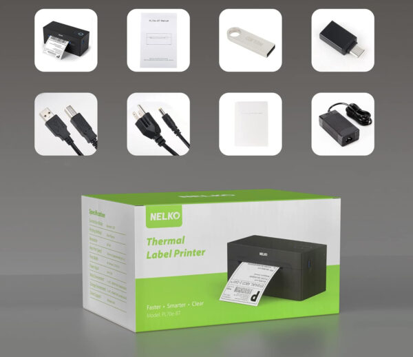 Drukarka etykiet Nelko, 4x6, Bluetooth, iOS, Android, 6W, czarna - obrazek 3