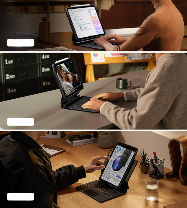 Etui ESR 6B022 z klawiaturą do iPad Pro 11" (M4 2024) QWERTZ, 360, czarne - obrazek 3