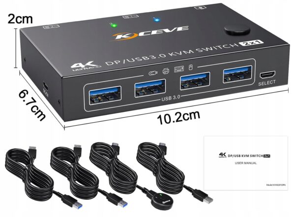 ESKEVE Przełącznik USB 3.0 KVM Displayport 8K 30 Hz 4K 120 Hz - obrazek 9