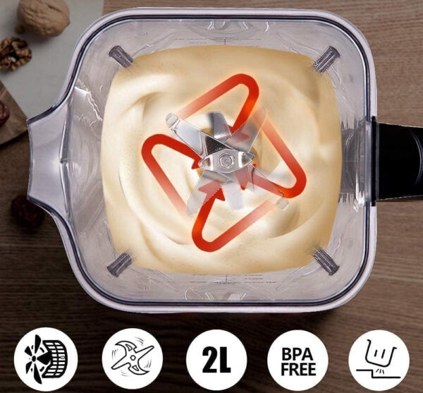UŻYWANY Blender AMZCHEF 2000W 2L 25000RPM 8 biegów 4 programy smoothie - obrazek 3