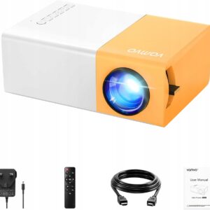Mini projektor Vamvo YG300 Pro Full HD 1080p z smartfonem/tabletem/laptopem