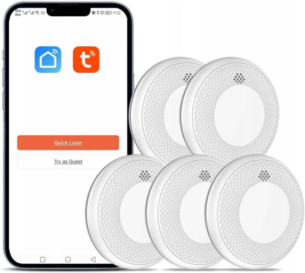 Detektor dymu Safeliveo CS12W, Wi-Fi, Tuya/Smart Life, 5 szt.