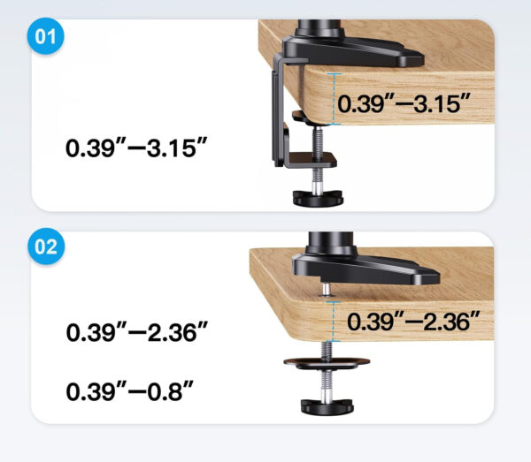 Uchwyt na trzy monitory17-32'' srebrny ergonomiczne ramię HUANUO HNTS3S  biurkowe regulowane - obrazek 6