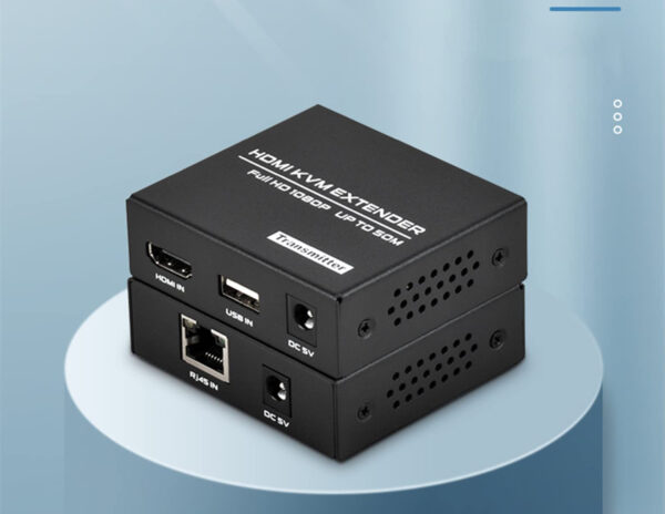 Przedłużacz HDMI USB KVM 1080P@60Hz do 50 m Cat5e/6 z Loop Out UK kabel zasilający - obrazek 4