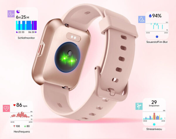 Smartwatch Fitpolo ID208Plus, ekranem 1,8'' IP68, ponad 110 trybów, różowy - obrazek 3