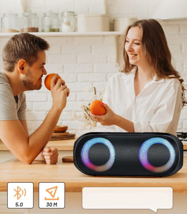 Głośnik Bluetooth NOTABRICK z oświetleniem RGB, 30 W, IPX7, czarny - obrazek 4