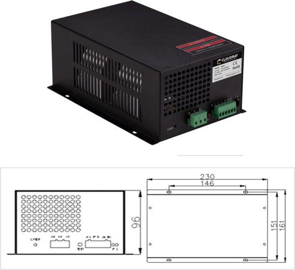 USZKODZONY Zasilacz laserowy Cloudray M100 100W do CO2 grawerki precyzyjny - obrazek 5