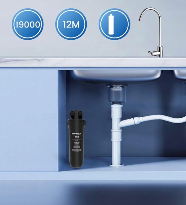 System filtracji wody pod zlewem Vortopt Q8-C1, NSF/ANSI 53 i 42, 1 filtr - obrazek 5
