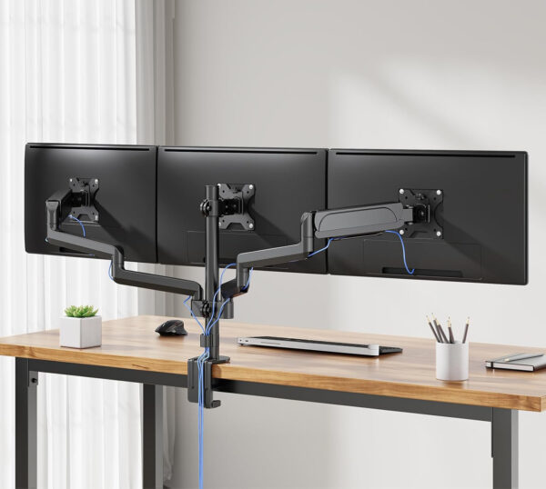 Uchwyt na 3 monitory WALI GSDM003, do 27", VESA 75/100 mm, czarny, Używany - obrazek 3