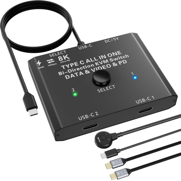 Przełącznik KVM YOUTINGHDAV C201, 100 W, 5 V, 7,5 x 6 x 1 cm
