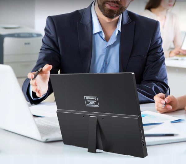 Przenośny monitor Wstirhy 14'' 1920x1080p IPS ekran matowy monitor dodatkowy do laptopa i konsoli - obrazek 4