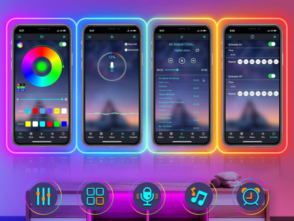 Taśma LED Neonowa LETIANPAI 18m, IP65, RGB, Synchronizacja Muzyki - obrazek 7