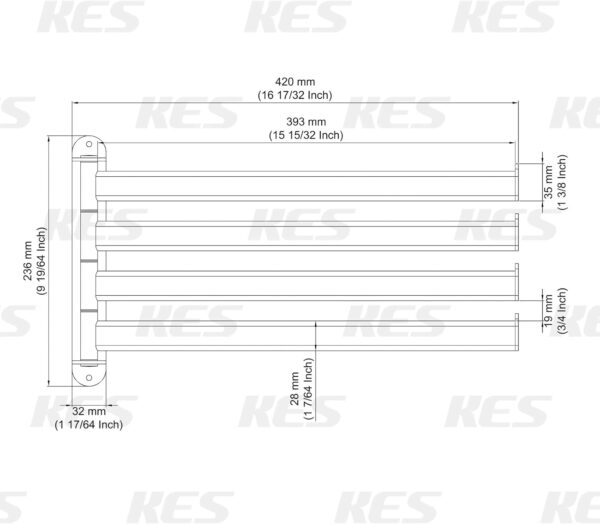 Wieszak na ręczniki KES A2104S4L40-2 15,5'', stal nierdzewna SUS304 - obrazek 6