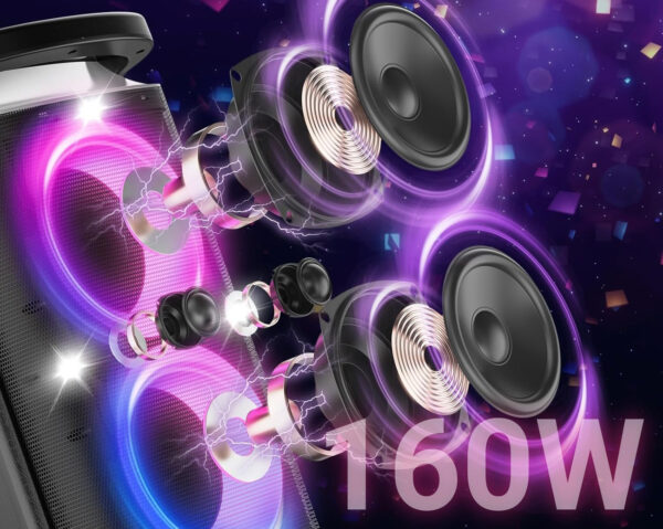 Głośnik TPBEAT TP-PT-01 Bluetooth 160W z basem, światłami LED i mikrofonem - obrazek 4