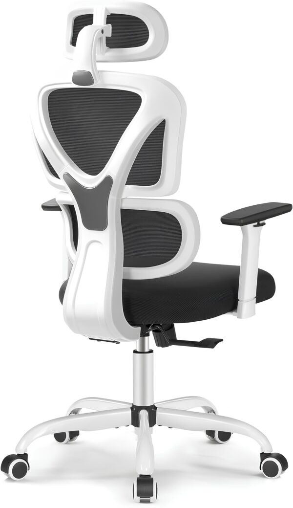 USZKODZONY NIE ZESTAW Krzesło biurowe KERDOM KD9070 białe ergonomiczne krzesło z siatki i zagłówkiem