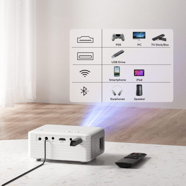 UŻYWANY Mini-projektor AKIYO O1 z Wi-Fi/Bluetooth, Full HD z zadrapaniami - obrazek 4