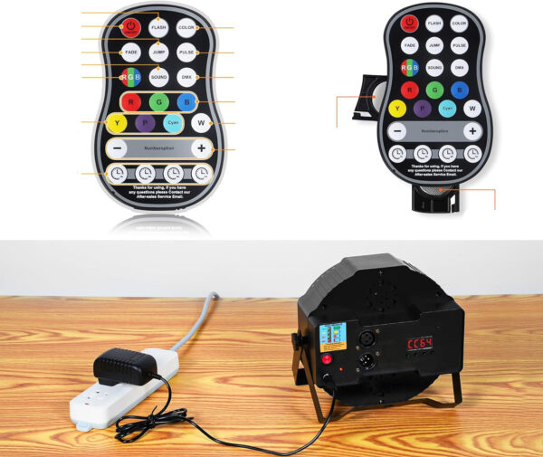 Reflektor LED RGB U`King 4 w 1 z pilotem - oświetlenie na imprezy i eventy - obrazek 6