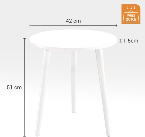 Używany Stolik boczny okrągły 42 cm, wysokość 51 cm skandynawski APICIZON - obrazek 6