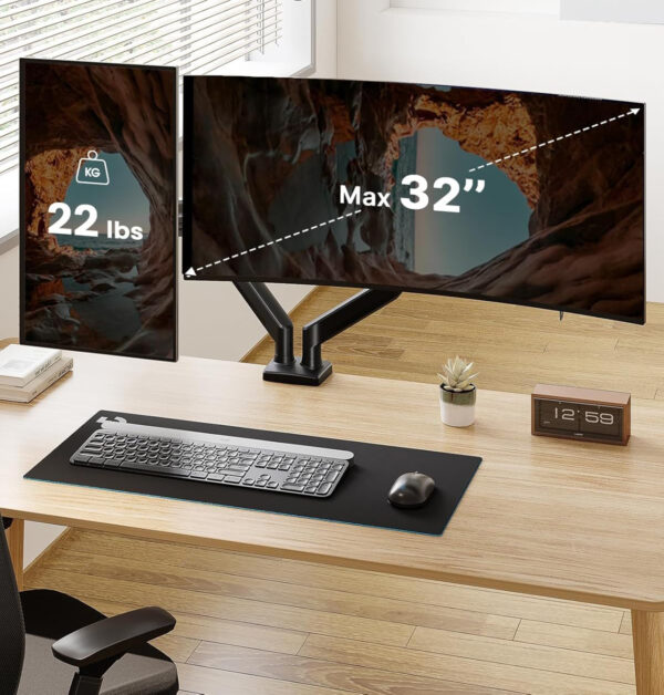 Uchwyt biurkowy ErGear na 2 monitory 17-32", VESA 75/100, do ekranów płaskich i zakrzywionych (Opakowanie nieoryginalne) - obrazek 7