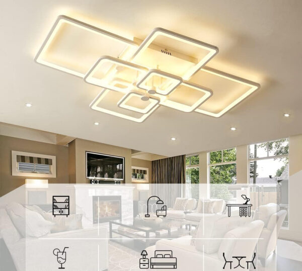 POWYSTAWOWA Nowoczesna lampa sufitowa LED 120W regulowana 8 kwadratów pilot - obrazek 5