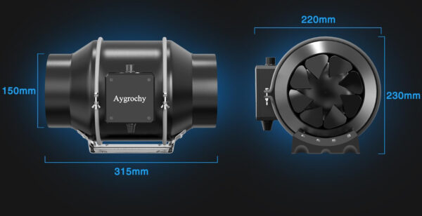 Wentylator rurowy Aygrochy 150 mm 595 m³/h do łazienki i hydroponiki - obrazek 3