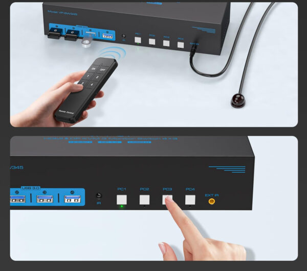 Przełącznik KVM AILVLVNG VP-SW345 4K144Hz/8K60Hz 4xPC 3xMonitor 4xUSB 3.0 - obrazek 3